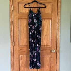 5/$15 Moral Fiber Black & Purple Floral Jumpsuit Large